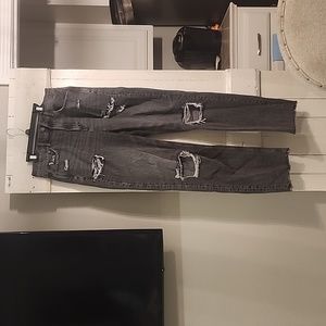 American Eagle acid wash ripped jeans.